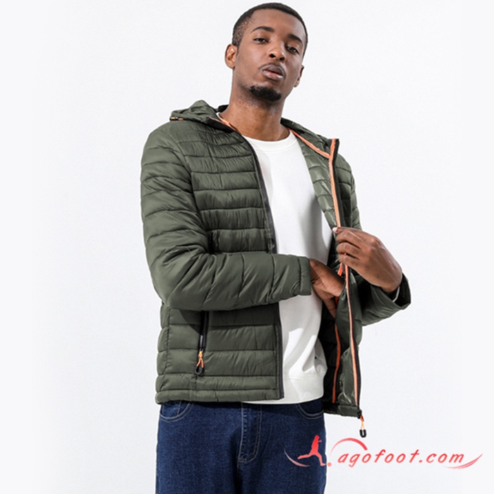 Nouveau Doudoune A Capuche Mince Protection Froide Thermique Armée Vert 2022