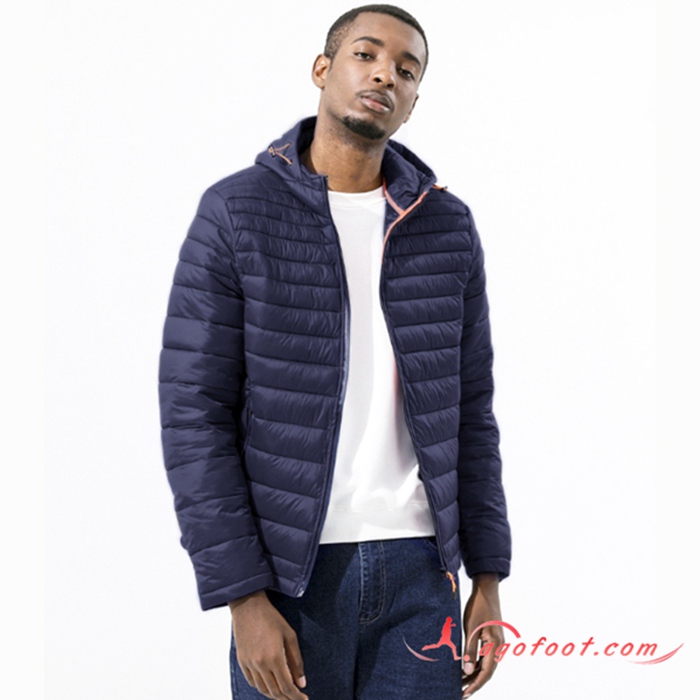 Nouveau Doudoune A Capuche Mince Protection Froide Thermique Bleu Marine 2022