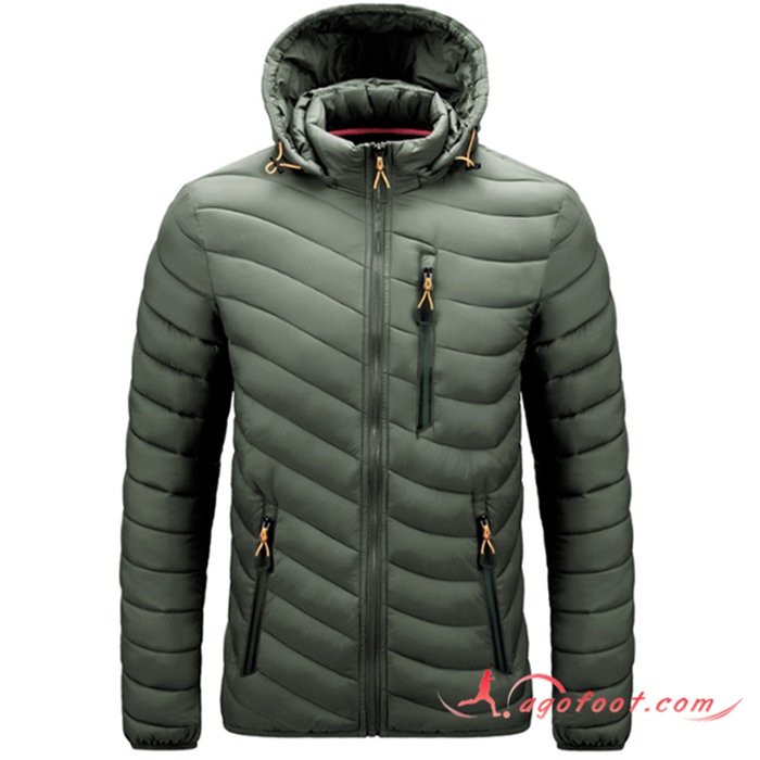 Doudoune A Capuche Mince Protection Froide Thermique Armée Vert 2022