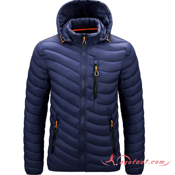 Doudoune A Capuche Mince Protection Froide Thermique Bleu Marine 2022