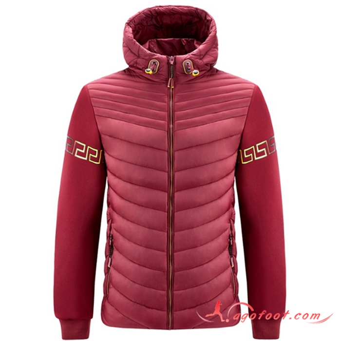 Nouvelle Doudoune A Capuche Mode Thermique Rouge Foncé