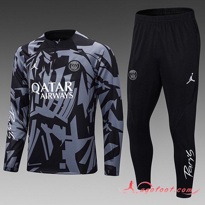 Ensemble Survetement de Foot Jordan PSG Enfant Noir/Gris 2022/2023