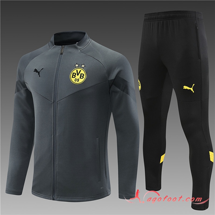 Ensemble Survetement de Foot - Veste Dortmund Enfant Gris 2022/2023