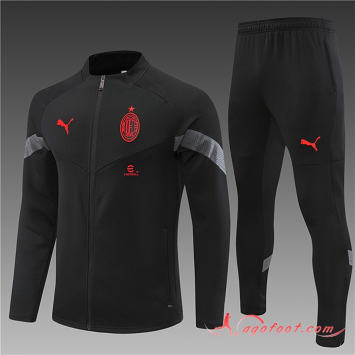 Ensemble Survetement de Foot - Veste Milan AC Enfant Noir 2022/2023