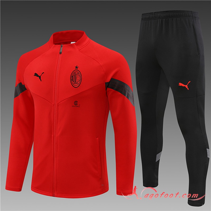 Ensemble Survetement de Foot - Veste Milan AC Enfant Rouge 2022/2023