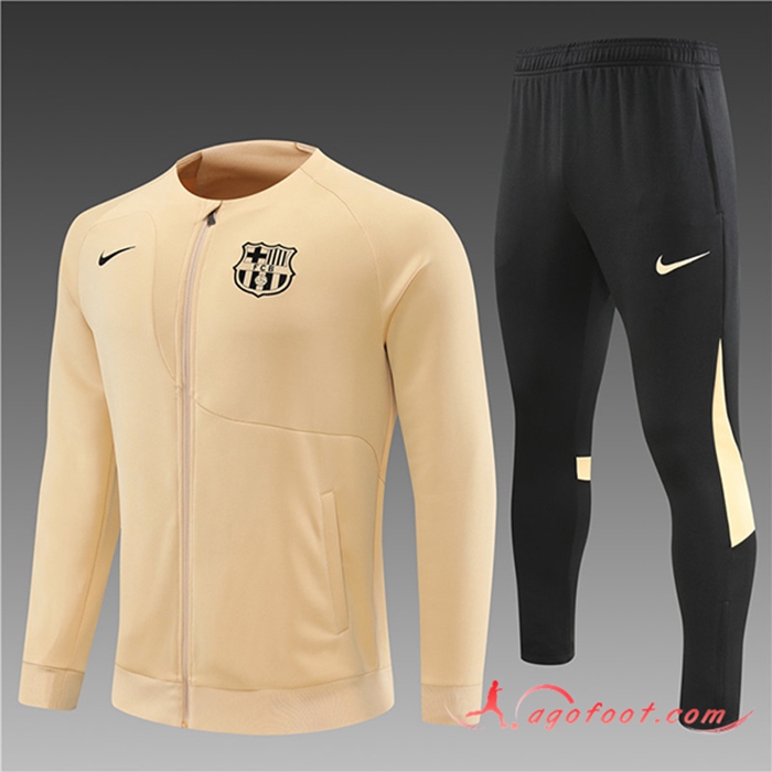 Ensemble Survetement de Foot - Veste FC Barcelone Enfant Beige 2022/2023