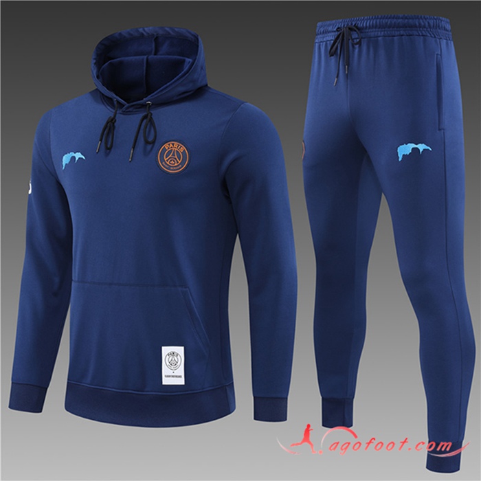 Ensemble Veste A Capuche Survetement de Foot PSG Enfant Bleu Marine 2022/2023