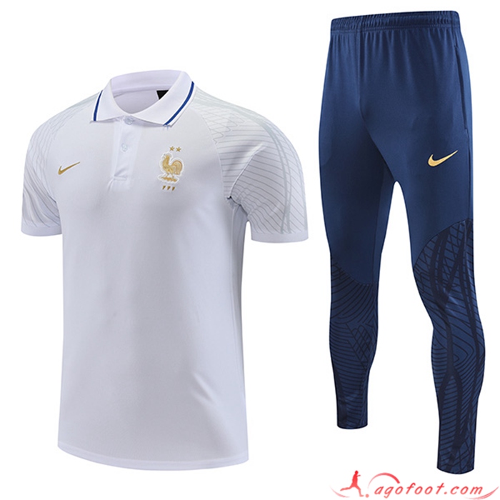 Ensemble Polo Foot France Blanc 2022/2023