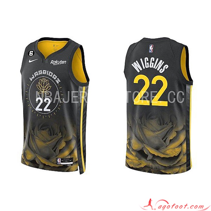 Maillot Golden State Warriors(WIGGINS #22) 2022/23 Noir/Jaune