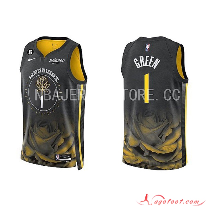 Maillot Golden State Warriors(GREEN #1) 2022/23 Noir/Jaune