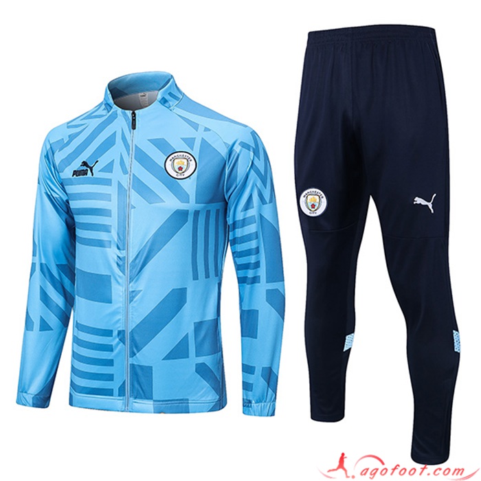 Ensemble Survetement de Foot - Veste Manchester City Bleu Clair 2022/2023