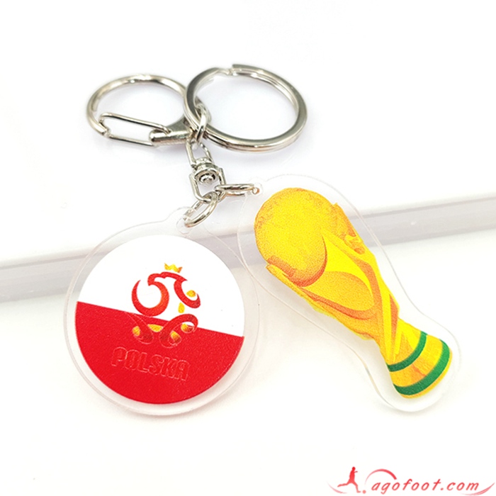 Nouveau Porte-clés Arrondir Coupe Du Monde 2022 + Pologne Blanc/Rouge