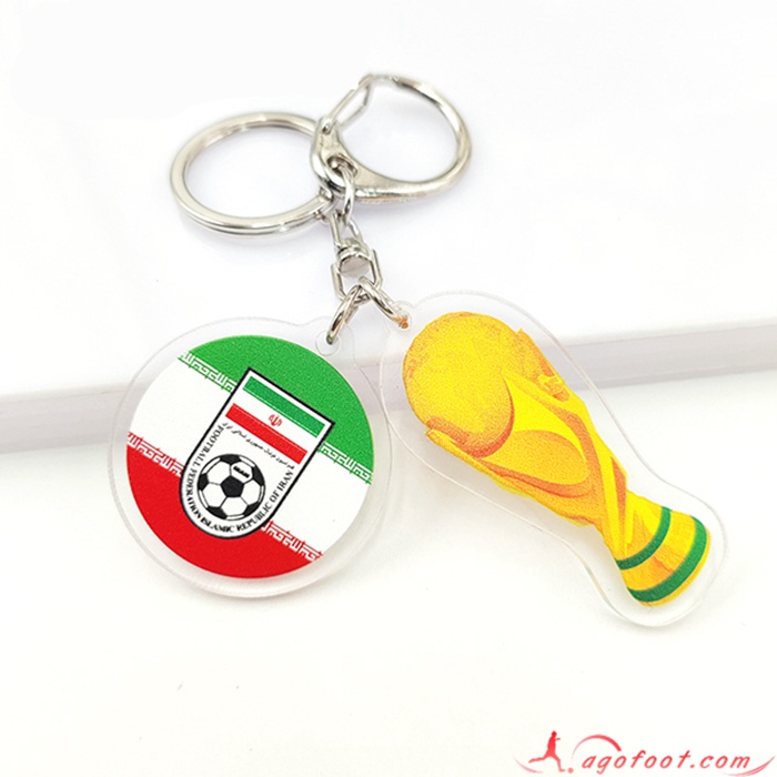 Nouveau Porte-clés Arrondir Coupe Du Monde 2022 + L'Iran Vert/Blanc/Rouge