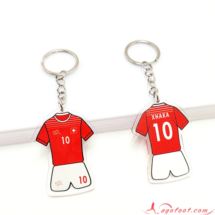 Nouveau Porte-clés Coupe Du Monde 2022 Suisse (XHAKA) Rouge