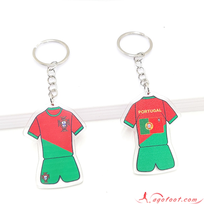 Nouveau Porte-clés Coupe Du Monde 2022 Portugal Rouge/Vert