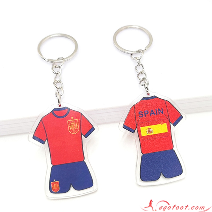 Nouveau Porte-clés Coupe Du Monde 2022 Espagne Rouge