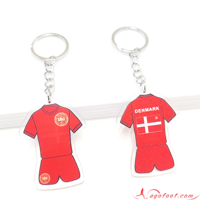 Nouveau Porte-clés Coupe Du Monde 2022 Danemark Rouge