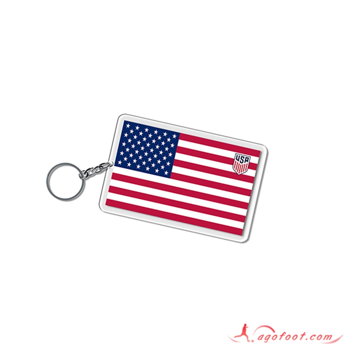 Nouveau Porte-clés Carré Coupe Du Monde 2022 Etats-Unis Blanc/Rouge/Bleu