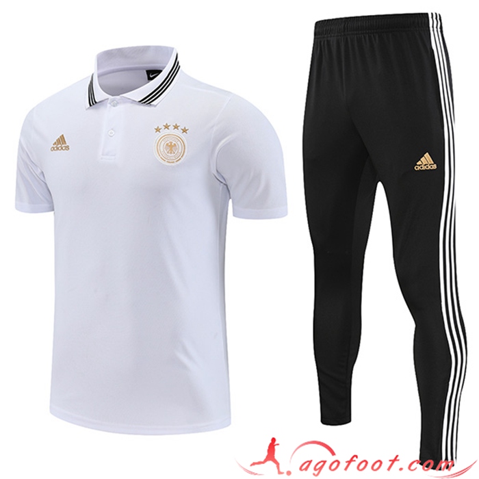 Ensemble Polo Foot Allemagne Blanc 2022/2023