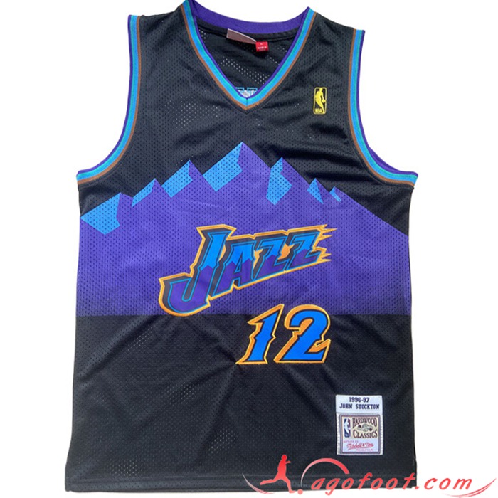 Maillot Utah Jazz (STOCKTON #12) 2022/23 Noir/Pourpre