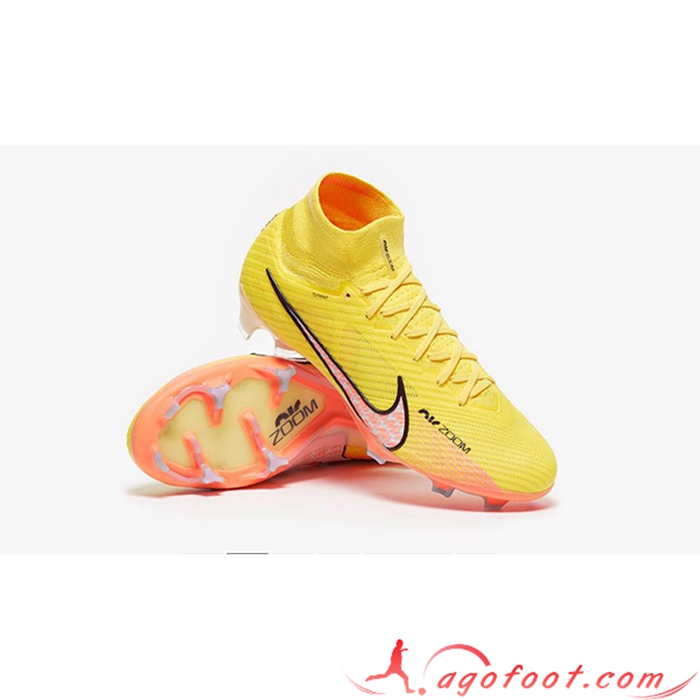 Nike Chaussures de Foot Air Zoom Mercurial High Gang Superfly IX Elite FG Jaune