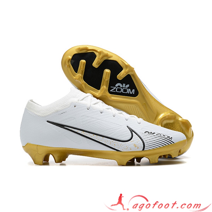 Nike Chaussures de Foot Air Zoom Mercurial Low Gang Vapor XV Elite FG Blanc