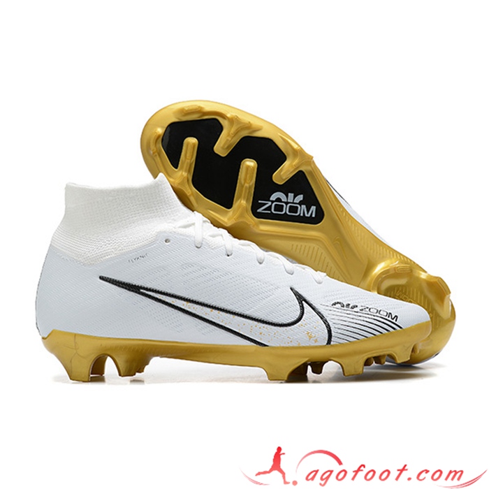 Nike Chaussures de Foot Air Zoom Mercurial High Gang Superfly IX Elite FG Blanc