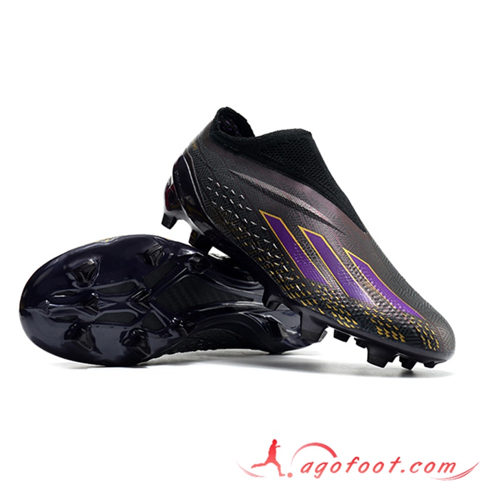 Adidas Chaussures de Foot X Speedportal .1 2022 World Cup Boots FG Noir/Pourpre -02