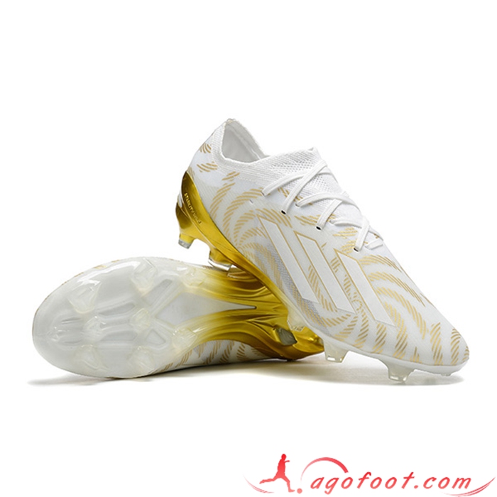 Adidas Chaussures de Foot X Speedportal .1 2022 World Cup Boots FG Blanc/Doré