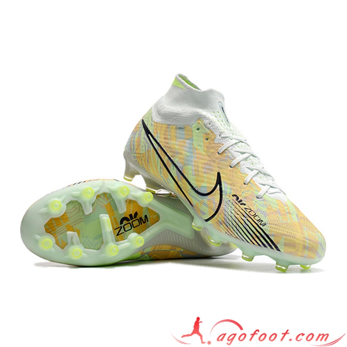 Nike Chaussures de Foot Air Zoom Mercurial High Gang Superfly IX Elite AG Vert/Orange