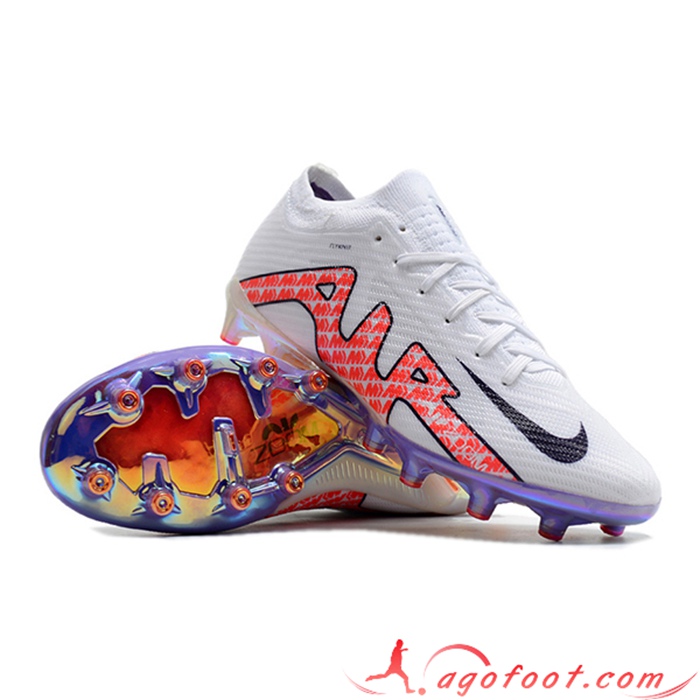 Nike Chaussures de Foot Air Zoom Mercurial Low Gang Vapor XV Elite AG Blanc