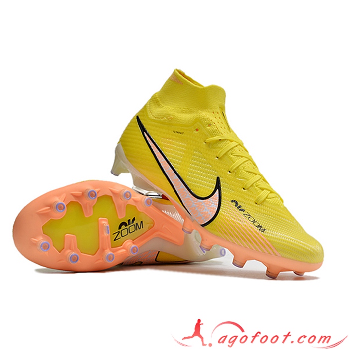 Nike Chaussures de Foot Air Zoom Mercurial High Gang Superfly IX Elite AG Jaune