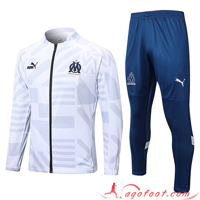 Ensemble Survetement de Foot - Veste Marseille Blanc 2022/2023