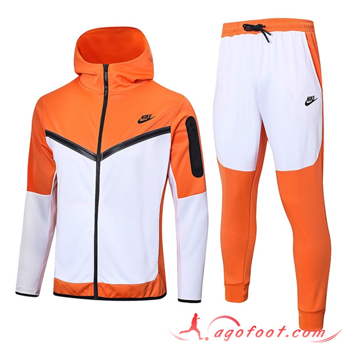 Ensemble Veste A Capuche Coupe-Vent NIKE Blanc/Orange 2022/2023