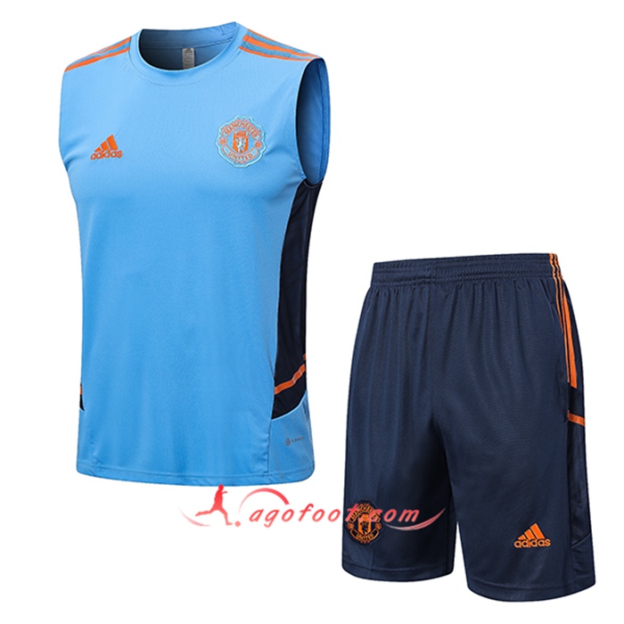 Ensemble Training T-Shirts + Shorts Manchester United Bleu Clair 2022/2023