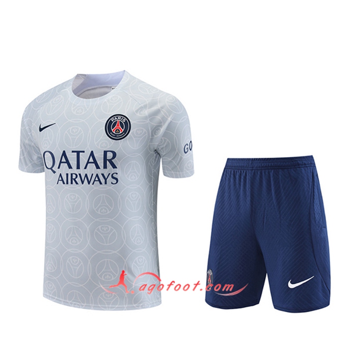 Ensemble Training T-Shirts + Shorts PSG Gris 2022/2023