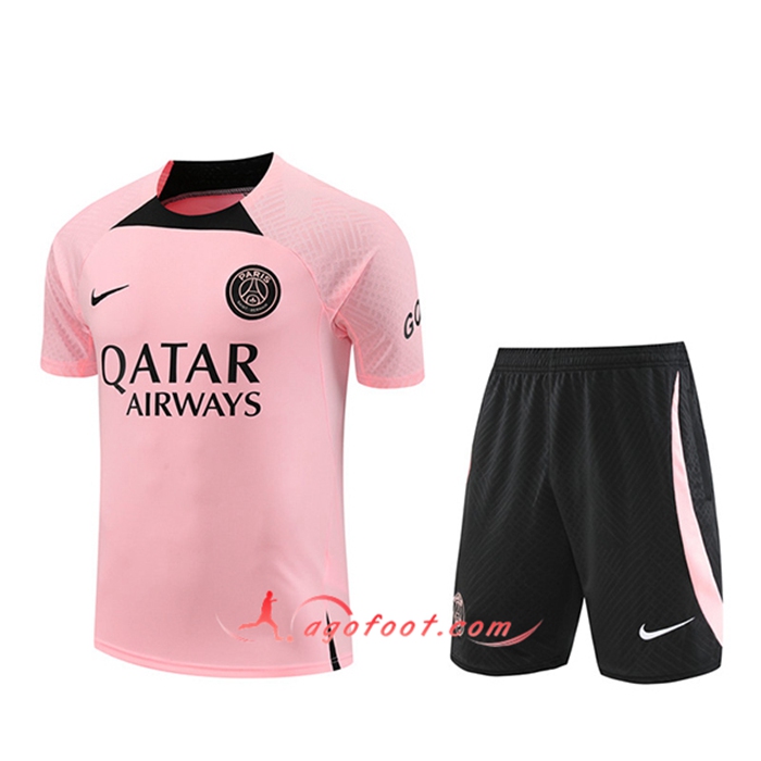 Ensemble Training T-Shirts + Shorts PSG Rose 2022/2023