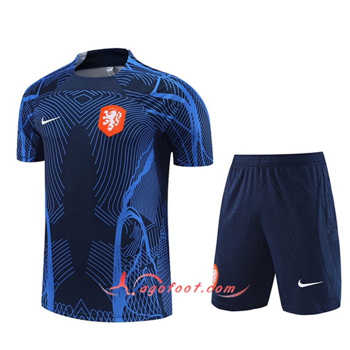 Ensemble Training T-Shirts + Shorts Pays-Bas Bleu Marine 2022/2023