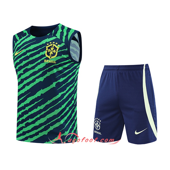 Ensemble Training Debardeur + Shorts Bresil Vert/Bleu 2022/2023
