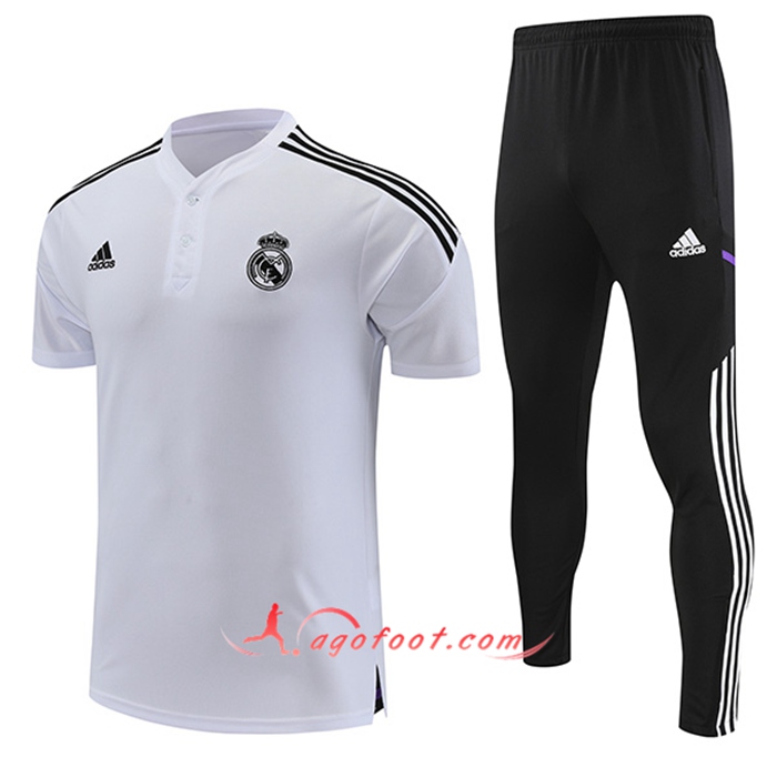 Ensemble Polo Foot Real Madrid Blanc 2022/2023