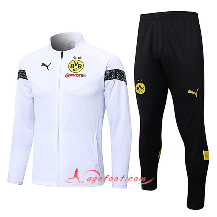 Ensemble Survetement de Foot - Veste Dortmund Blanc 2022/2023