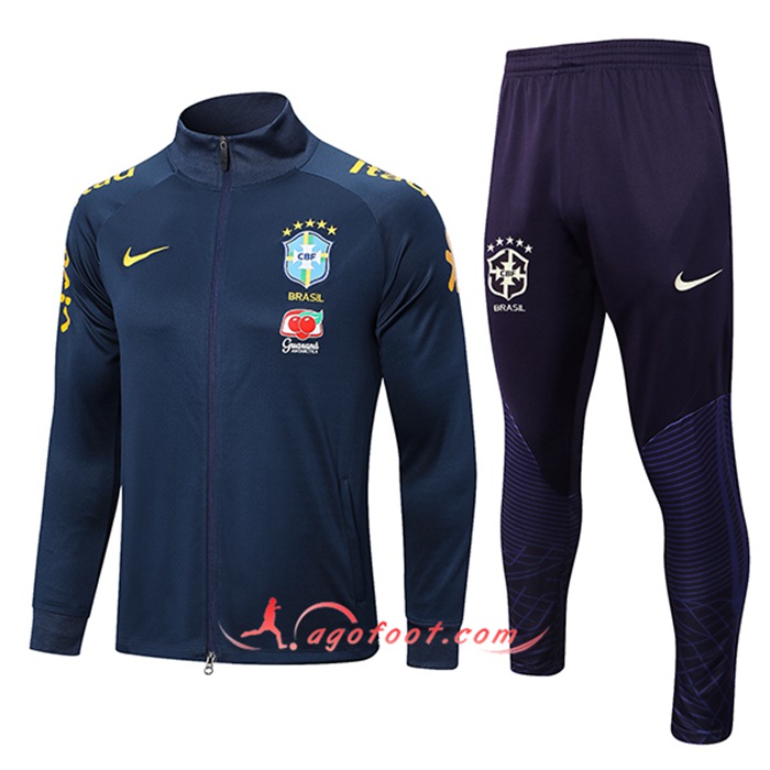 Ensemble Survetement de Foot - Veste Bresil Bleu Marine 2022/2023
