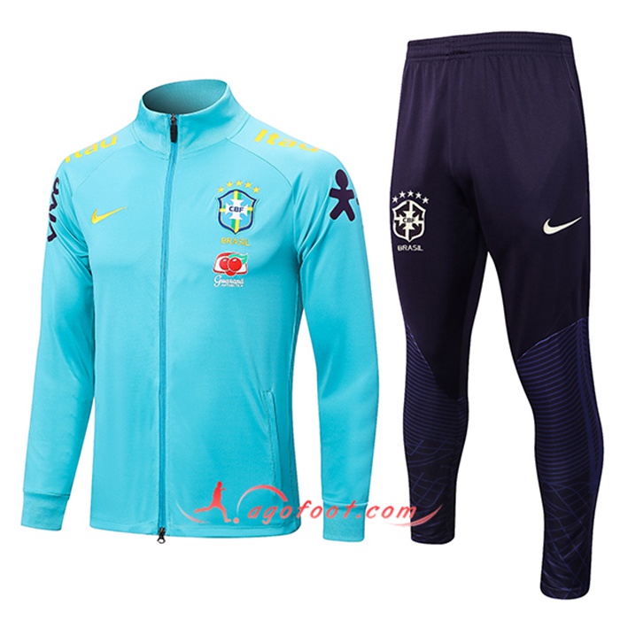 Ensemble Survetement de Foot - Veste Bresil Bleu Clair 2022/2023