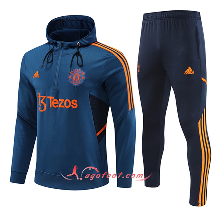 Ensemble Veste A Capuche Coupe-Vent Manchester United Bleu 2022/2023
