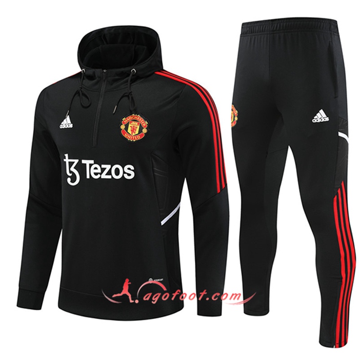 Ensemble Veste A Capuche Coupe-Vent Manchester United Noir 2022/2023
