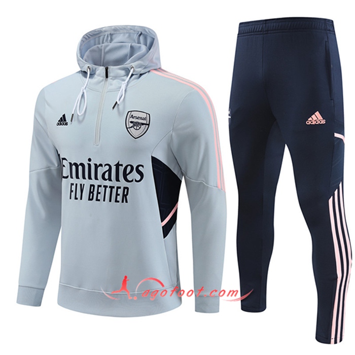 Ensemble Veste A Capuche Coupe-Vent Arsenal Gris Clair 2022/2023