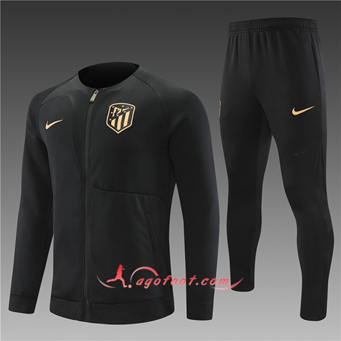 Ensemble Survetement de Foot - Veste Atletico Madrid Enfant Noir 2022/2023