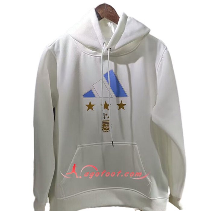 Sweatshirt Training Capuche Argentin 3 Stars (MESSI #10) Blanc 2022/2023