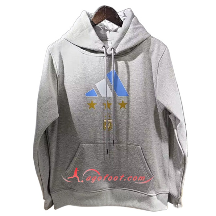 Sweatshirt Training Capuche Argentin 3 Stars (MESSI #10) Gris 2022/2023