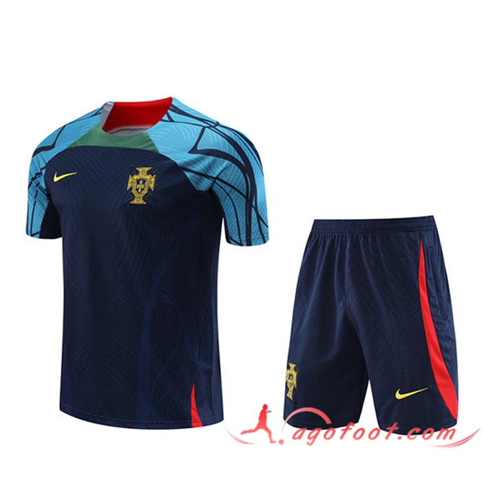 Ensemble Training T-Shirts + Shorts Portugal Bleu Marine 2022/2023